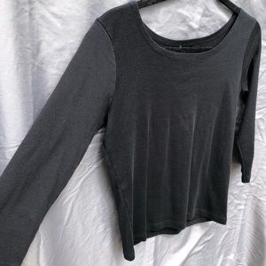 Agnes B Scoop Neck 3/4 Sleeve Black Top